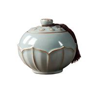 Pot a sucre Boîte à thé en porcelaine à décor de fleur de lotus vintage, récipient à thé en vrac en céramique de style chinois oriental avec couvercle, récipient à sucre, pot à gingembre, support à gr