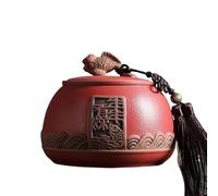 Pot a sucre Boîte à thé vintage en céramique brute avec poignée de transport et de changement, pot de rangement scellé, organisateur ménager La cuisine(Red)