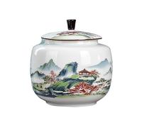 Pot a sucre Grand Paysage Peint Boîte En Céramique Emballage Pot De Thé Fruits Secs Café Sucre Pot De Stockage Scellant La cuisine