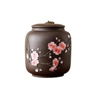 Pot a sucre Grande boîte à thé rétro en argile violette avec couvercle, pot créatif en forme de fleur de prunier for thé, café, noix et herbes La cuisine