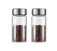 Pot a sucre Lot de 2 récipients de stockage de thé en verre, récipients de café, cuisine avec couvercle en métal scellé, bocal en verre transparent for feuilles de thé, poudre, épices La cuisine(250ML