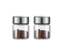 Pot a sucre Lot de 2 récipients de stockage de thé en verre, récipients de café, cuisine avec couvercle en métal scellé, bocal en verre transparent for feuilles de thé, poudre, épices La cuisine(100ML