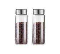 Pot a sucre Lot de 2 récipients de stockage de thé en verre, récipients de café, cuisine avec couvercle en métal scellé, bocal en verre transparent for feuilles de thé, poudre, épices La cuisine(300ML