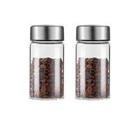 Pot a sucre Lot de 2 récipients de stockage de thé en verre, récipients de café, cuisine avec couvercle en métal scellé, bocal en verre transparent for feuilles de thé, poudre, épices La cuisine(200ML