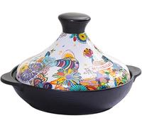 Pot à Tajine Marocain, 1,6-2,2 L HD Made Ceramic Pots Emeled Tajine Pot Batterie De Cuisine avec Couvercle Fermé en Forme De Cône pour La Cuisson D Stew Casserole Slow Cooker, 1.6L
