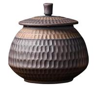 Pot à thé en céramique et poterie Boîte à thé vintage en grès Pot de stockage chinois avec couvercle hermétique, décoration boîtes vrac porcelaine chinoise traditionnelle for sucre C(Brown1,S)