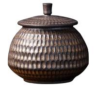 Pot à thé en céramique et poterie Boîte à thé vintage en grès Pot de stockage chinois avec couvercle hermétique, décoration boîtes vrac porcelaine chinoise traditionnelle for sucre C(Brown,S)