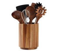 Pot à ustensiles vintage en bois - à couverts pivotant de 18 cm avec sections, porte-outils de cuisine rustique | Organiseur de couverts de style campagnard pour comptoir, cuisine en plein air