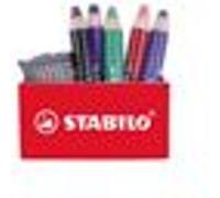 STABILO Crayon marqueur MARKdry – Pot aimanté x5 pour ardoises et tableaux blancs +1 chiffonnette