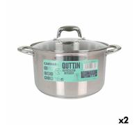 Pot avec couvercle en verre Quttin Caesar Steel ø 26 x 15,5 cm (2 unités)