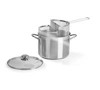 Pot avec Double Panier, ø24cm, Capacitè 6 lt, Acier Inoxydable 18/10, Induction, fabriqué en Italie., 24.5x34x17.7 cm