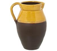 Pot avec poignée en céramique Jaune Brillant/Marron Mat