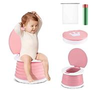 Pot bebe,Pot Pliant de Voyage,toilette enfant,petit pot bébé wc,Pot de Voyage Intérieur Extérieur pour Bébé avec Sac de Voyage (Rose)
