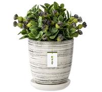 Pot blanc essuyé avec soucoupe rond en céramique brillante moderne glamour