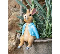 Pot Buddies Beatrix Potter Figurine de Peter Rabbit assis pour pot de fleurs - Décoration de jardin faite à la main - Figurine décorative pour pot de fleurs