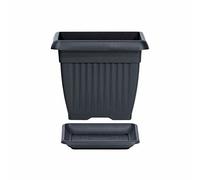 Pot carré avec soucoupe 6 dimensions, terre-marron, anthracite