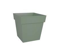 Pot de fleur Toscane avec soucoupe 24,8x24,8x24cm carré - 10L - Vert Laurier.