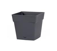 Pot Carré Toscane Avec Réserve D'eau 3.4l - 18x18cm - Anthracite - Eda Plastiques