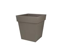 EDA Plastiques Pot de fleurs carré Toscane 50 cm 87 L 49,5 x 49,5 x H52,5 cm Taupe