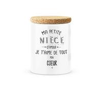 Pot céramique avec Couvercle en liège Citation imprimé Ma Petite nièce d'amour Je t'aime de Tout Mon Coeur ref 1916