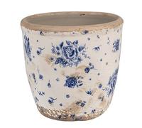 Pot céramique Motif Floral Beige Bleu 12x13x13cm
