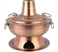 Pot Chaud Chinois Cuivre Acier Inoxydable Traditionnel Charbon De Bois Soupe Chauffée Chaudière À Vapeur Gadgets De Cuisine Ustensiles De Cuisine, Laiton-32cm