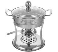 Pot Chaud en Acier Inoxydable avec Réchaud Intégré, Usage Individuel | Surface Intérieure Polie, Double Poignée Robuste, pour Table Cuisine, Compatible avec Gel Combustible