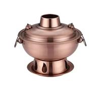 Pot chaud en acier inoxydable de 1,8 litres, fondue chinoise à l'agneau, au charbon de bois chinois, cuiseur d'extérieur, cuiseur de pique-nique(Red copper)