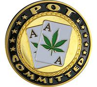 POT COMMITED par newpokercardguards - Poker Card Guard/Protector - 4 pièces en métal massif et doré - Boîte à cartes