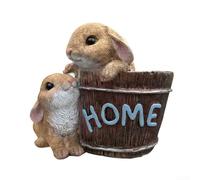 Pot compact en résine sur le thème du lapin pour plantes grasses et cactus - Dispose d'un trou de drainage pour soutenir la santé des racines et l'aération (marron)