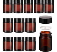 Pot Cosmétique - Petit Pot Verre pour Voyage (Pack de 12, 160ml) - Boîte cosmétique vide avec couvercle et cuillères en plastique - Contenant Vide Cosmetique en Verre & Protection UV