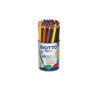 Pot crayons de couleur mega giotto forme hexagonale bois 18cm mine 5mm 48 unites coloris assortis
