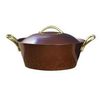 Pot Cuivre Martele Handcrafted Vintage Copper Pot,Camping Thickened With lid Cooking Utensil Simmering Pasta Stewing,24.5 cm Hammer Texture