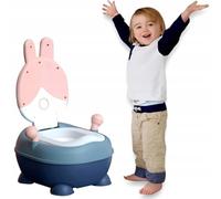 Pot d'apprentissage pour enfant - Pot antidérapant avec insert amovible et porte-papier - Design lapin rose - Pot d'apprentissage ergonomique à partir de 10 mois