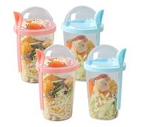 Pot d'avoine de nuit Pots de yaourt de petit déjeuner réutilisables Récipient d'avoine de nuit avec couvercles Cuillère pour salade de céréales au lait 4PCS Pot de yaourt Récipient de yaourt Récipient