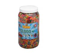 Pot de 13000 perles à repasser pour hama midi couleurs assorties néon - jeu loisirs créatifs enfant + 1 carte tigre