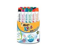 BIC Feutres effaçables à sec Kids Mini Velleda – pointe conique fine – pot 24 couleurs assorties