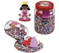 Pot de 7000 Perles et 2 petites plaques princesses et cœur Hama