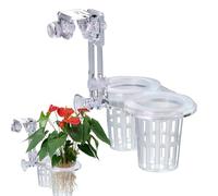 Pot de Aquatiques Transparent, Support d'aquarium avec Trous réglables, Double Tasse pour Aquarium, Accessoire de décoration avec Construction Robuste, Outil de Culture Aquatique,