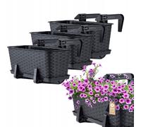 KADAX jardinière Balcon pour europalettes - 40 cm Anthracite Lot de 3 - Balcon et Jardin résistance UV et intempéries - avec Soucoupe récupératrice et Trous de Drainage intégrés