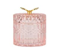 Pot de bijoux en verre avec couvercle,Dispensateur de support de coton-coton Pot buffet de bonbons en verre Petit pot de rangement en verre,Rose,Little