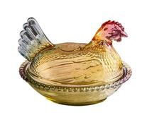 Pot de bonbons en verre en forme de poulet avec couvercle | récipient en verre pour animaux de ferme: élégant en verre pour noix, biscuits, collations, fruits secs | accessoire de cuisine