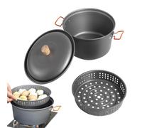Pot de camping - 11,81 pouces 7,5 L en d'aluminium, système de cuisson portable pour chauffage des aliments, bouilloire de préparation culinaire en plein air | Ensemble de cuisine d'aventure d