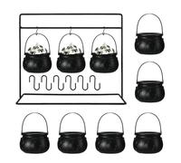 Pot de chaudron noir, chaudron de bonbons d'Halloween - Chaudron Halloween Décor avec crochet en métal - Pot de sorcière d'Halloween, décoration de fête, porte-bonbons fantaisie, seau pour bonbons ou