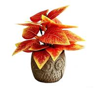 Pot de chouette fantaisiste avec lierre réaliste panaché 16,5 cm - Faux verdure compacte pour la maison, le bureau, l'étagère, la décoration, pas d'arrosage nécessaire - Cadeau rustique - Rouge
