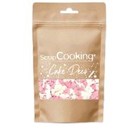 ScrapCooking - Pot de décors sucrés Cœurs Blanc/Rose 50 g - Lot de 4