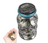 Pot de comptage d'argent numérique - Pot de compteur de pièces pour papier-monnaie et tirelire,Grand bocal transparent de 1,8 l pour compteur de pièces pour adolescents avec écran LCD, peut contenir p