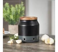 Cole & Mason Elmdon Pot à Ail, Pot de Conservation à Ail, Noir/Gris, 120mm x 110mm, Organisation de la cuisine, pot de rangement, Garantie de 2 Ans