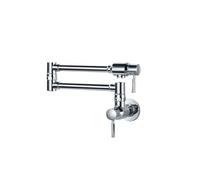 Pot de cuisine de cuisine robinet mural en laiton double manche double pliable pliant le bras swing brassage, argent plaqué chromé Beauty Comes