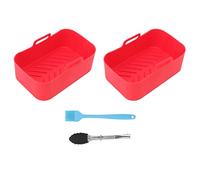 Pot de cuisson à Air en Silicone pour DZ201 Foodi 8QT, double friteuse avec brosse et Clip, accessoires de cuisson 19.5x12.7x7cm (Rouge)